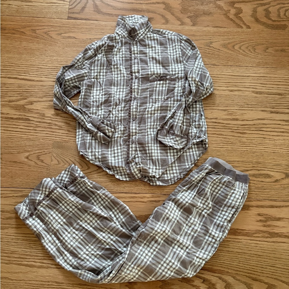 Brown gingham pajama set